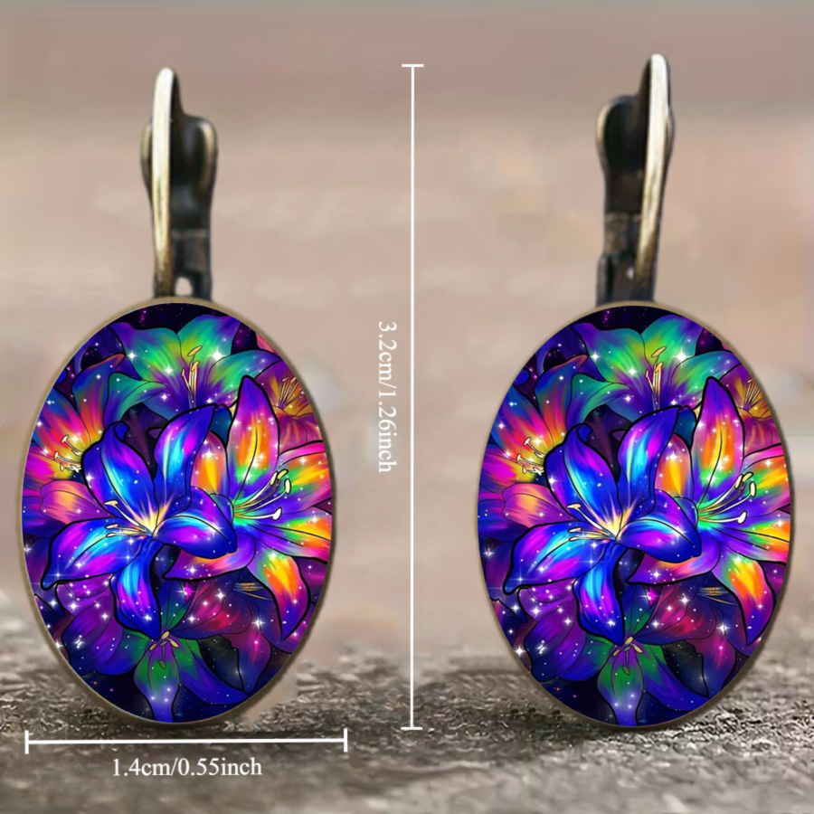 2pcs Galaxy Flower Earrings, Cosmic Floral Design